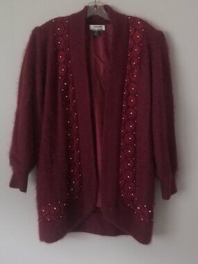 Vintage Empress Easy Wear Canada Angora Wool Cardigan Sweater Coat – Size XL